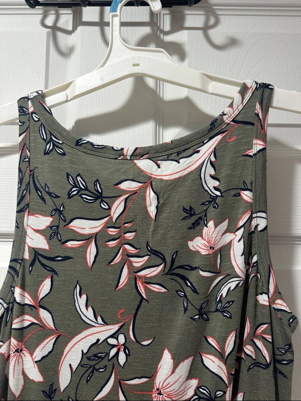 Maurices Olive Floral Tank Top with Pink & Cream Blooms - Picture 5 of 5